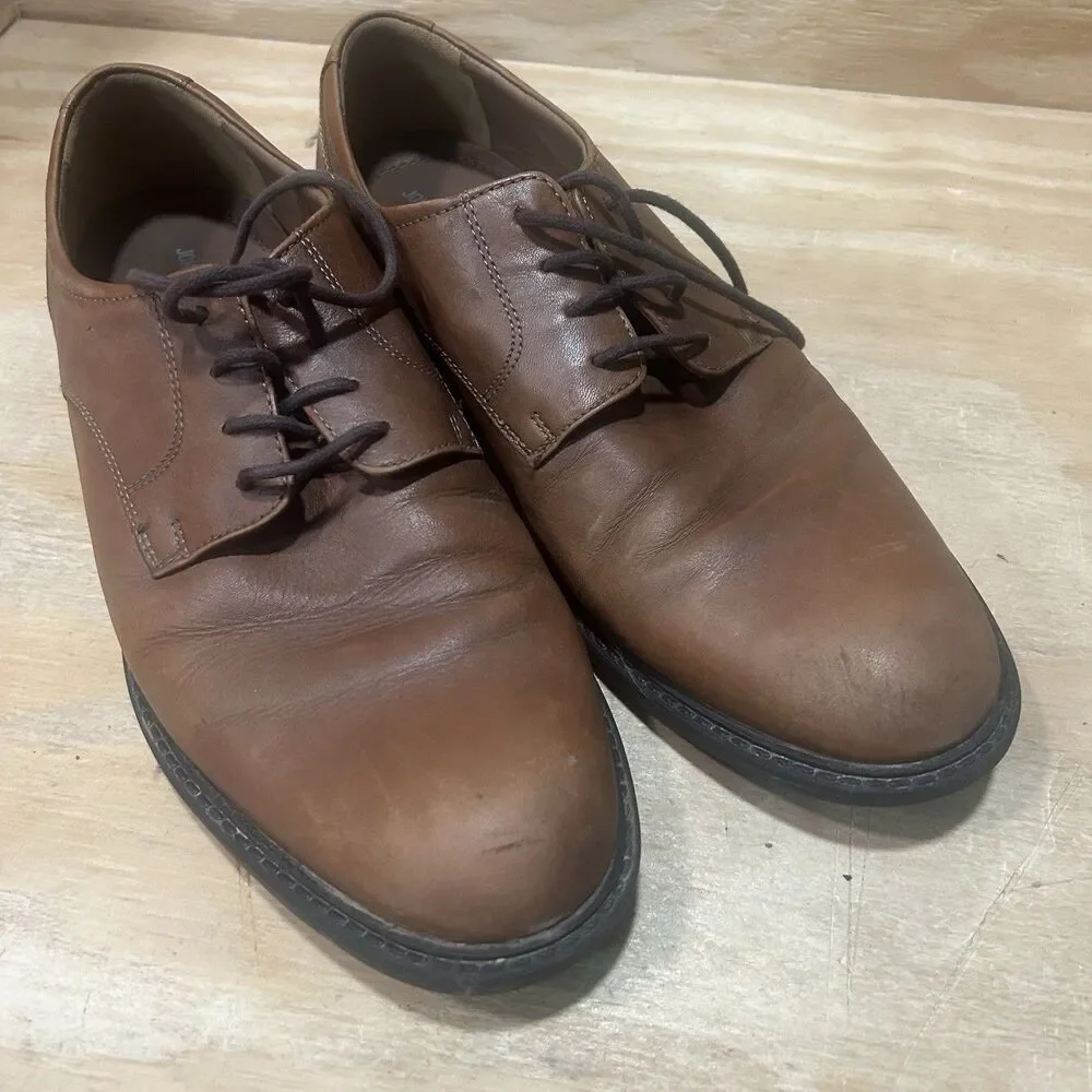 Johnston Murphy Shoes Mens Size 9 Brown Genuine Leather Plain Toe Oxford